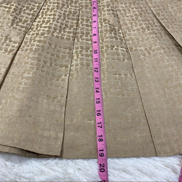 J Crew Silk Metallic Gold Lame Pleated A-Line Skirt Size 6 - Picture 12 of 12
